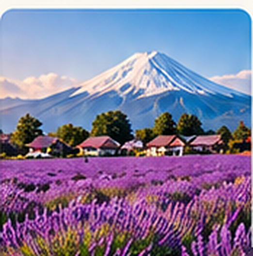 富士山與薰衣草花田